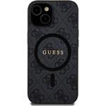 Guess PU Leather 4G Colored Ring MagSafe kryt pre iPhone 15, čierny