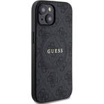 Guess PU Leather 4G Colored Ring MagSafe kryt pre iPhone 15, čierny