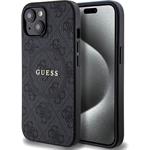 Guess PU Leather 4G Colored Ring MagSafe kryt pre iPhone 15, čierny