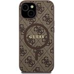 Guess PU Leather 4G Colored Ring MagSafe kryt pre iPhone 15, hnedý