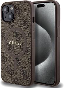 Guess PU Leather 4G Colored Ring MagSafe kryt pre iPhone 15, hnedý