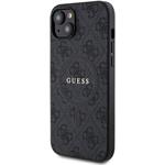 Guess PU Leather 4G Colored Ring MagSafe kryt pre iPhone 15 Plus, čierny