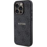 Guess PU Leather 4G Colored Ring MagSafe kryt pre iPhone 15 Pro, čierny