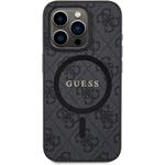 Guess PU Leather 4G Colored Ring MagSafe kryt pre iPhone 15 Pro, čierny