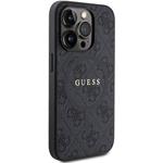 Guess PU Leather 4G Colored Ring MagSafe kryt pre iPhone 15 Pro, čierny