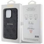 Guess PU Leather 4G Colored Ring MagSafe kryt pre iPhone 15 Pro, čierny