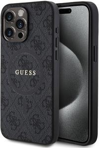 Guess PU Leather 4G Colored Ring MagSafe kryt pre iPhone 15 Pro Max, čierny