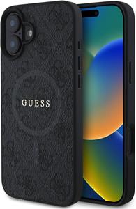 Guess PU Leather 4G Colored Ring MagSafe kryt pre iPhone 16, čierny