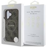 Guess PU Leather 4G Colored Ring MagSafe kryt pre iPhone 16, hnedý