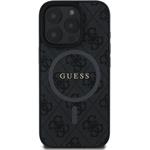 Guess PU Leather 4G Colored Ring MagSafe kryt pre iPhone 16 Pro, čierny