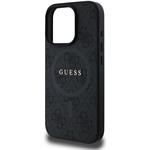 Guess PU Leather 4G Colored Ring MagSafe kryt pre iPhone 16 Pro, čierny