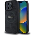 Guess PU Leather 4G Colored Ring MagSafe kryt pre iPhone 16 Pro, čierny