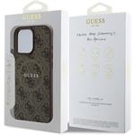 Guess PU Leather 4G Colored Ring MagSafe kryt pre iPhone 16 Pro, hnedý