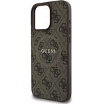 Guess PU Leather 4G Colored Ring MagSafe kryt pre iPhone 16 Pro Max, hnedý