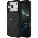 Guess PU Leather 4G Colored Ring MagSafe kryt pre iPhone 17 Pro, čierny