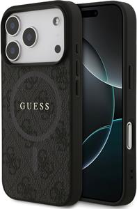 Guess PU Leather 4G Colored Ring MagSafe kryt pre iPhone 17 Pro, čierny
