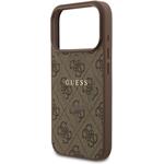 Guess PU Leather 4G Colored Ring MagSafe kryt pre iPhone 17 Pro, hnedý