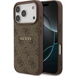 Guess PU Leather 4G Colored Ring MagSafe kryt pre iPhone 17 Pro, hnedý