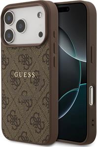 Guess PU Leather 4G Colored Ring MagSafe kryt pre iPhone 17 Pro, hnedý