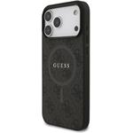 Guess PU Leather 4G Colored Ring MagSafe kryt pre iPhone 17 Pro Max, čierny