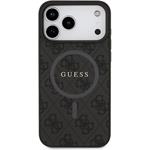 Guess PU Leather 4G Colored Ring MagSafe kryt pre iPhone 17 Pro Max, čierny