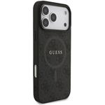 Guess PU Leather 4G Colored Ring MagSafe kryt pre iPhone 17 Pro Max, čierny