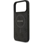 Guess PU Leather 4G Colored Ring MagSafe kryt pre iPhone 17 Pro Max, čierny