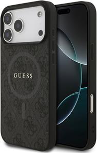 Guess PU Leather 4G Colored Ring MagSafe kryt pre iPhone 17 Pro Max, čierny