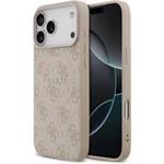 Guess PU Leather 4G Colored Ring MagSafe kryt pre iPhone 17 Pro Max, ružový