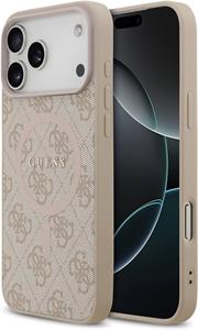 Guess PU Leather 4G Colored Ring MagSafe kryt pre iPhone 17 Pro Max, ružový