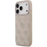 Guess PU Leather 4G Colored Ring MagSafe kryt pre iPhone 17 Pro, ružový