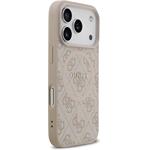 Guess PU Leather 4G Colored Ring MagSafe kryt pre iPhone 17 Pro, ružový