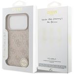 Guess PU Leather 4G Colored Ring MagSafe kryt pre iPhone 17 Pro, ružový