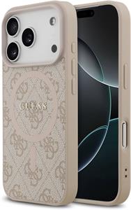 Guess PU Leather 4G Colored Ring MagSafe kryt pre iPhone 17 Pro, ružový