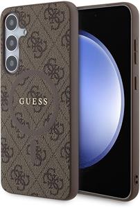 Guess PU Leather 4G Colored Ring MagSafe kryt pre Samsung Galaxy S24+, hnedý