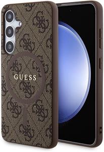 Guess PU Leather 4G Colored Ring MagSafe kryt pre Samsung Galaxy S24, hnedý
