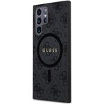 Guess PU Leather 4G Colored Ring MagSafe kryt pre Samsung Galaxy S24 Ultra, čierny