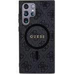 Guess PU Leather 4G Colored Ring MagSafe kryt pre Samsung Galaxy S24 Ultra, čierny