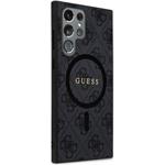 Guess PU Leather 4G Colored Ring MagSafe kryt pre Samsung Galaxy S24 Ultra, čierny