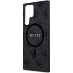 Guess PU Leather 4G Colored Ring MagSafe kryt pre Samsung Galaxy S24 Ultra, čierny