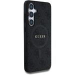 Guess PU Leather 4G Colored Ring MagSafe kryt pre Samsung Galaxy S25, čierny