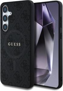 Guess PU Leather 4G Colored Ring MagSafe kryt pre Samsung Galaxy S25+, čierny