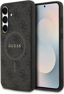 Guess PU Leather 4G Colored Ring MagSafe kryt pre Samsung Galaxy S25 FE, čierny