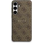 Guess PU Leather 4G Colored Ring MagSafe kryt pre Samsung Galaxy S25 FE, hnedý