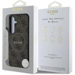 Guess PU Leather 4G Colored Ring MagSafe kryt pre Samsung Galaxy S25, hnedý
