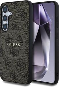Guess PU Leather 4G Colored Ring MagSafe kryt pre Samsung Galaxy S25, hnedý