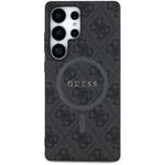 Guess PU Leather 4G Colored Ring MagSafe kryt pre Samsung Galaxy S25 Ultra, čierny