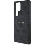Guess PU Leather 4G Colored Ring MagSafe kryt pre Samsung Galaxy S25 Ultra, čierny