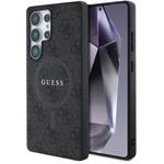 Guess PU Leather 4G Colored Ring MagSafe kryt pre Samsung Galaxy S25 Ultra, čierny