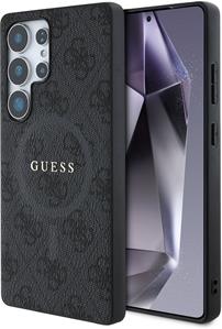 Guess PU Leather 4G Colored Ring MagSafe kryt pre Samsung Galaxy S25 Ultra, čierny
